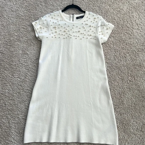 white christmas dresses Zara Cream Knitted Polo Cable Dress